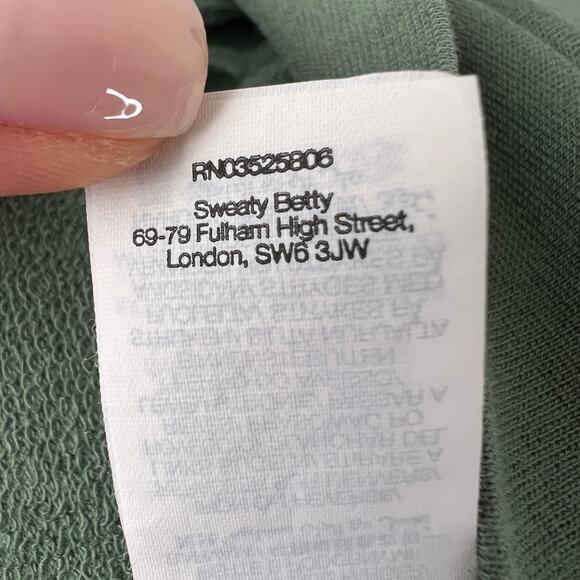 Sweaty Betty Green Hoodie V-Neck Long Sleeve Fleece Pullover Size L Large - Picture 10 of 10